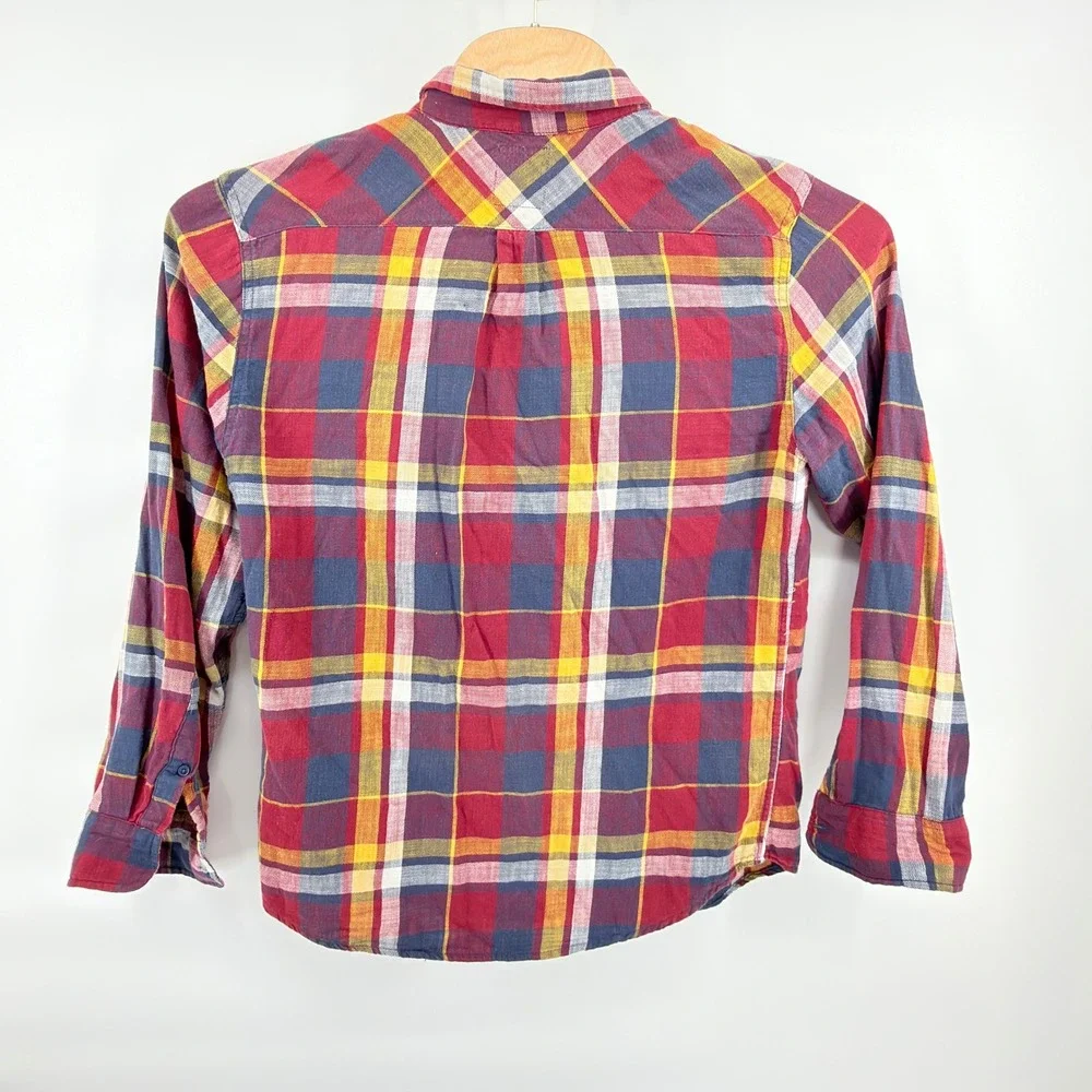 Levi's Plaid Flannel Shirt Mens Large Long Sleeve Button Down Red Yellow Blue